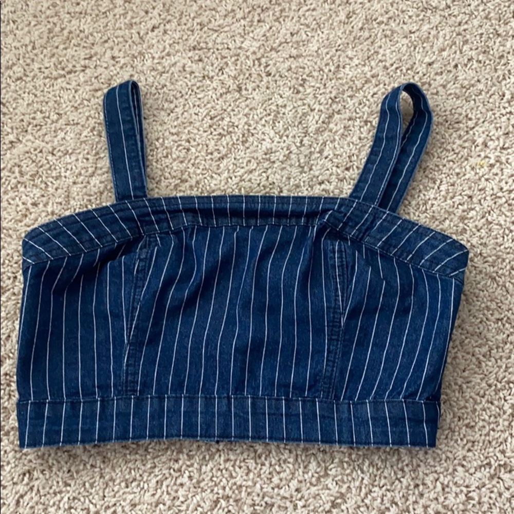 Fake denim colored tank top